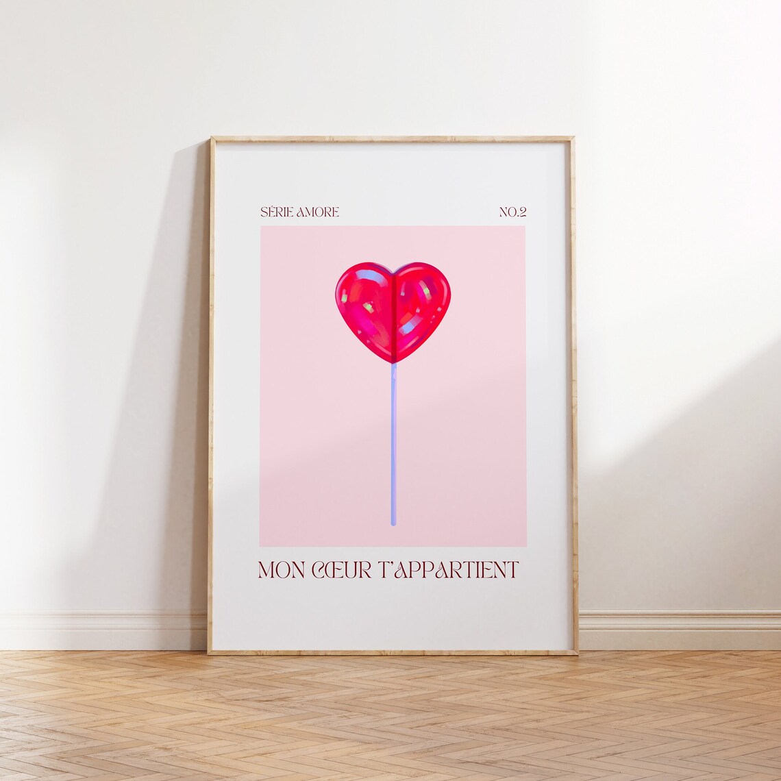 Mon Coeur Tappartient Heart Lollipop French Valentine Love Poster