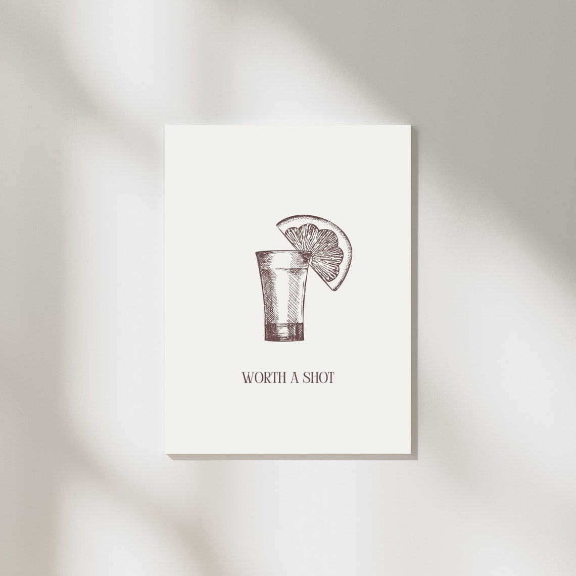 Worth A Shot Tequila Lime Sketch Funny Bar Cart Cheers Sign Poster - Image 2