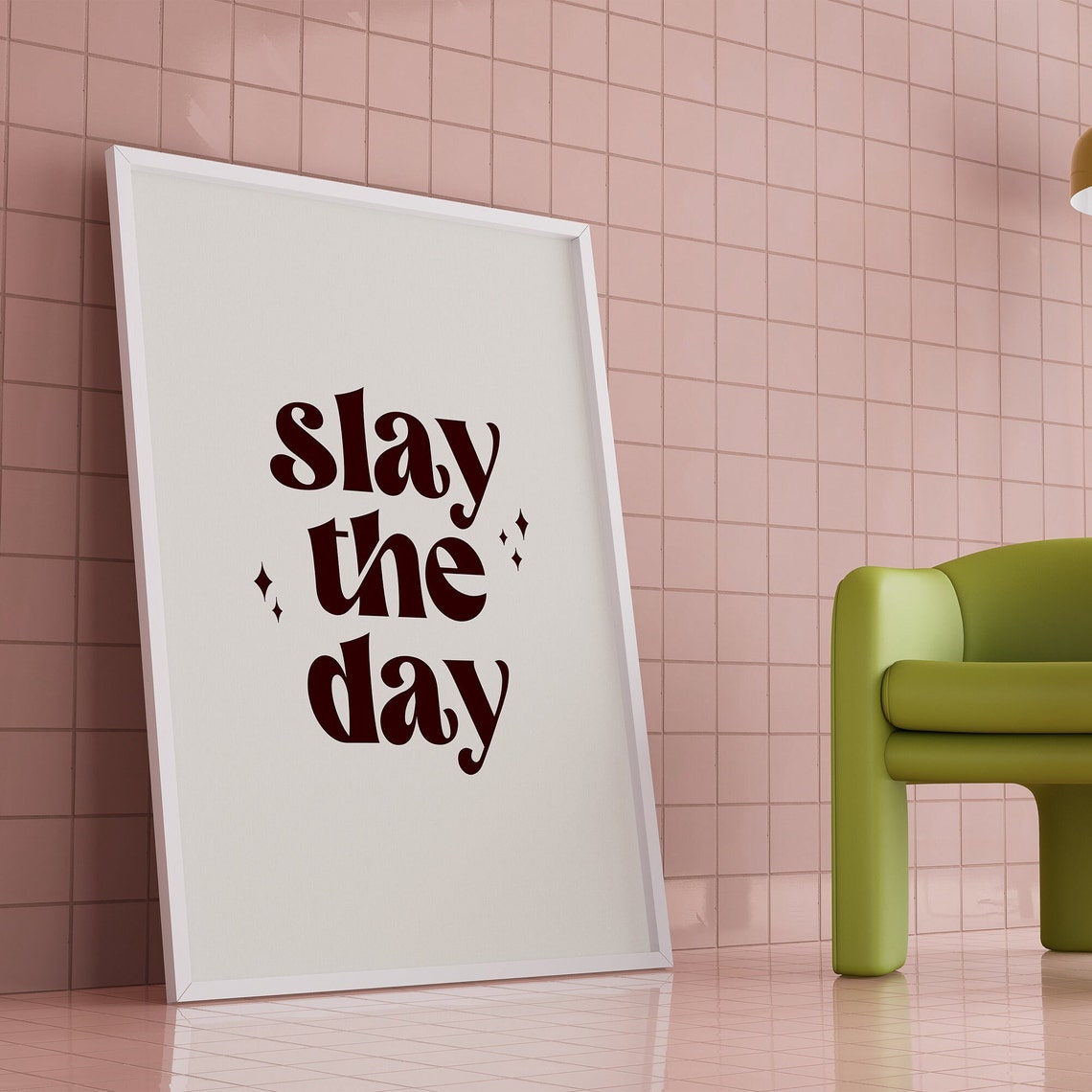 Slay The Day Retro Typography Motivational Quote Office Decor Poster - Image 3