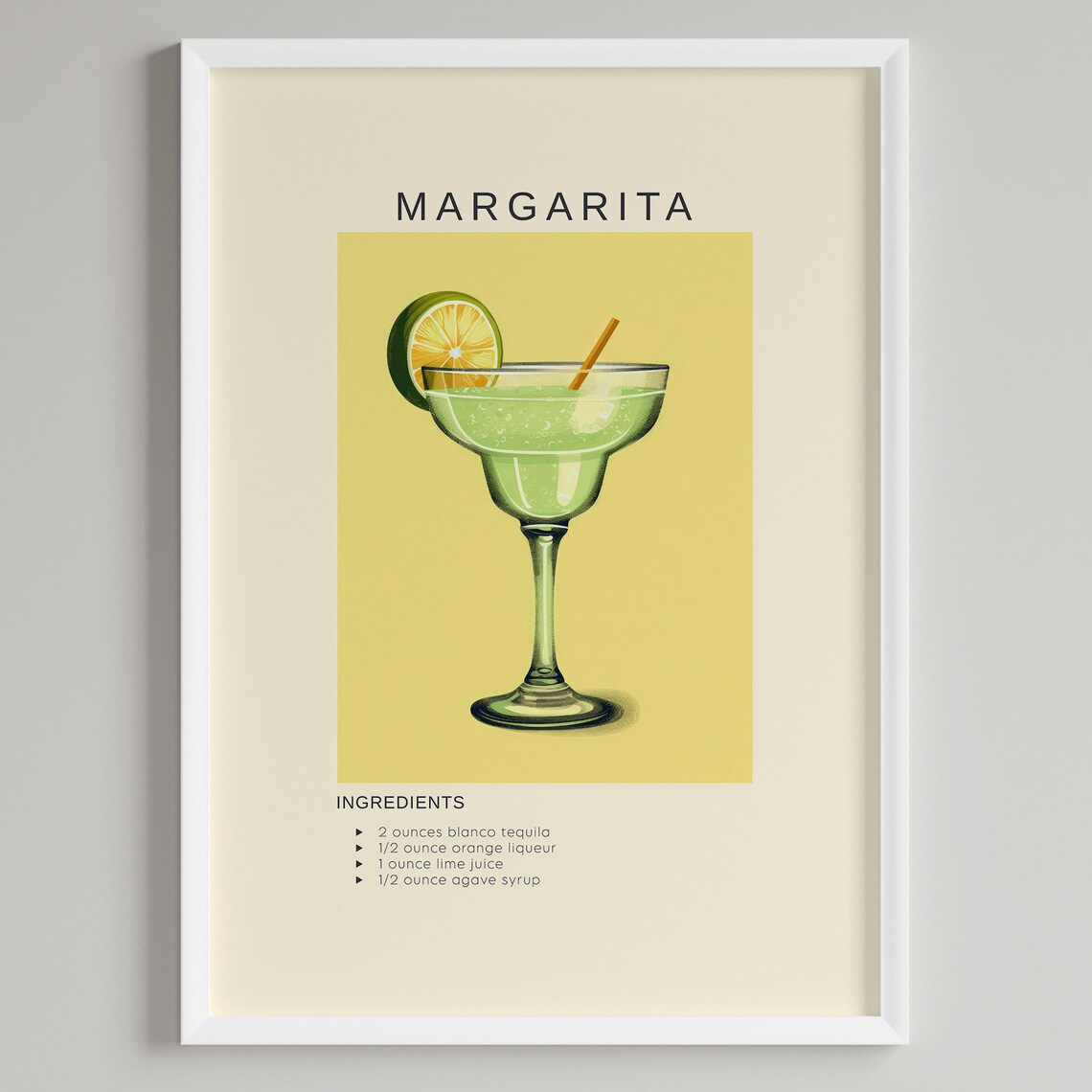 Margarita Cocktail Art Print, Home Bar Decor