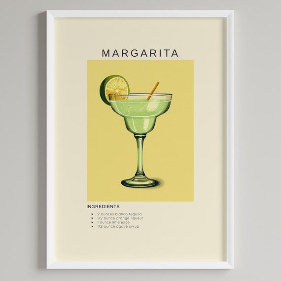 Margarita Cocktail Art Print, Home Bar Decor