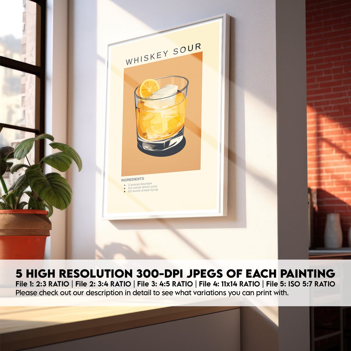 Whiskey Sour Bourbon Lemon Classic Cocktail Recipe Bar Poster - Image 2