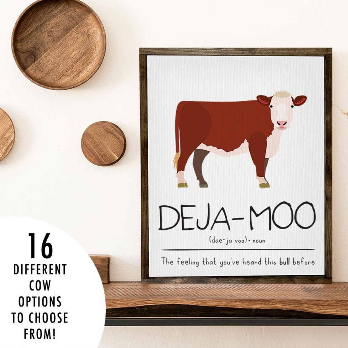 Deja Moo Funny Cow Pun Dictionary Definition Farmhouse Animal Poster