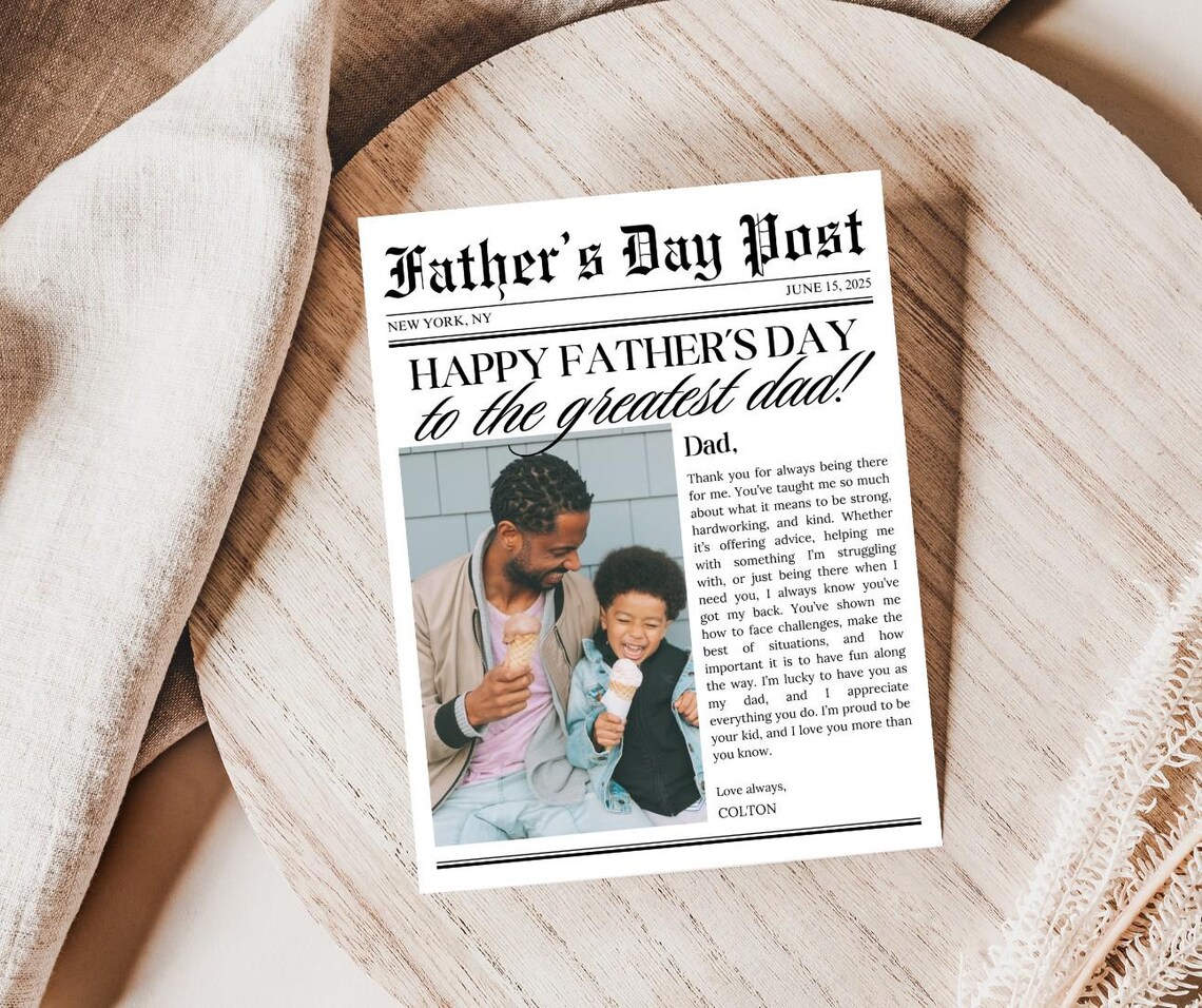 Father's Day Newspaper Template, Personalized Gift - Image 3