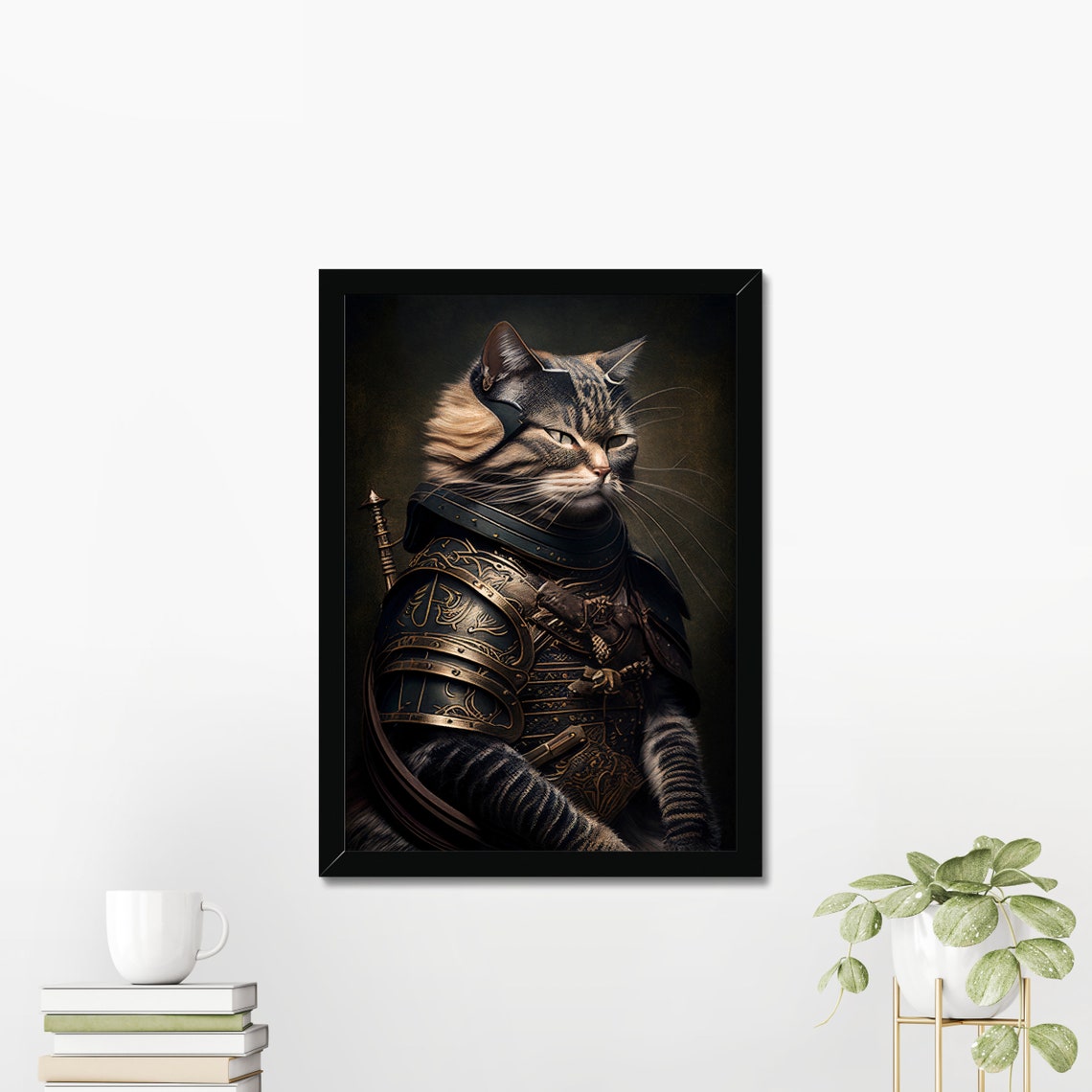 Regal Samurai Cat In Ornate Armor Dramatic Feline Portrait Print - Image 3