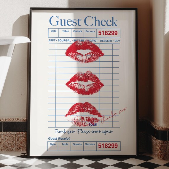 Guest Check Kiss Lips Trendy Poster Art Print