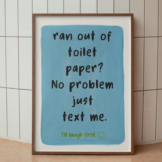 Blue Bathroom Wall Decor Humorous Posters Funny Print Cute Poster Trendy Typography Dopamine Pink Art