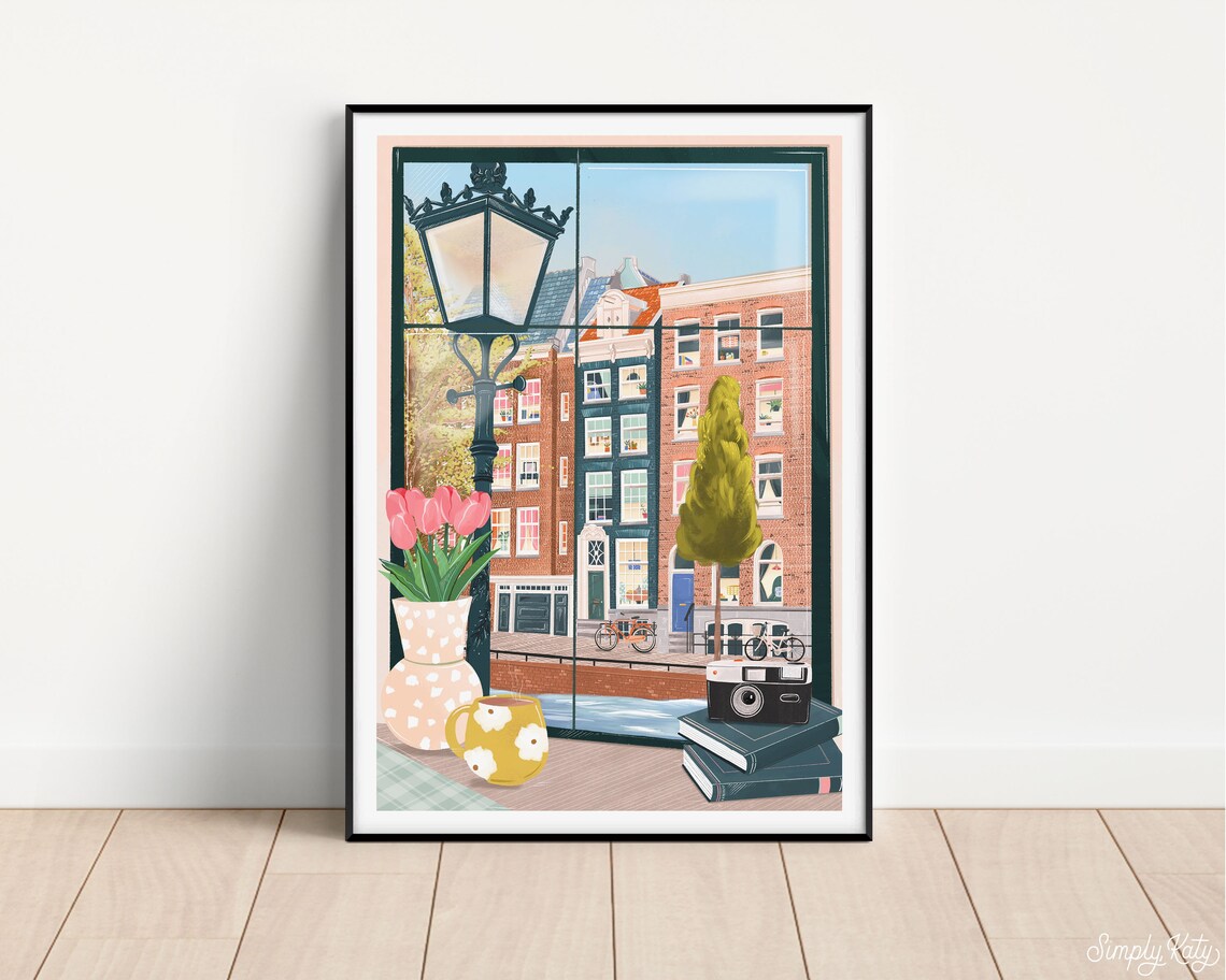 Amsterdam From A Coffee Shop Travel Print - Image 2