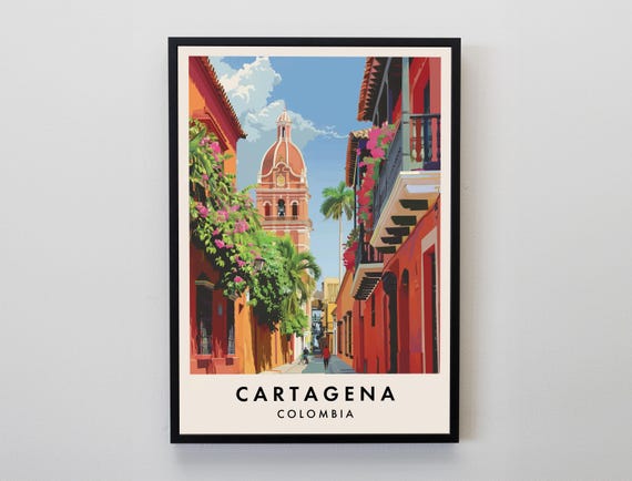Cartagena Travel Poster, Colombia Wall Art