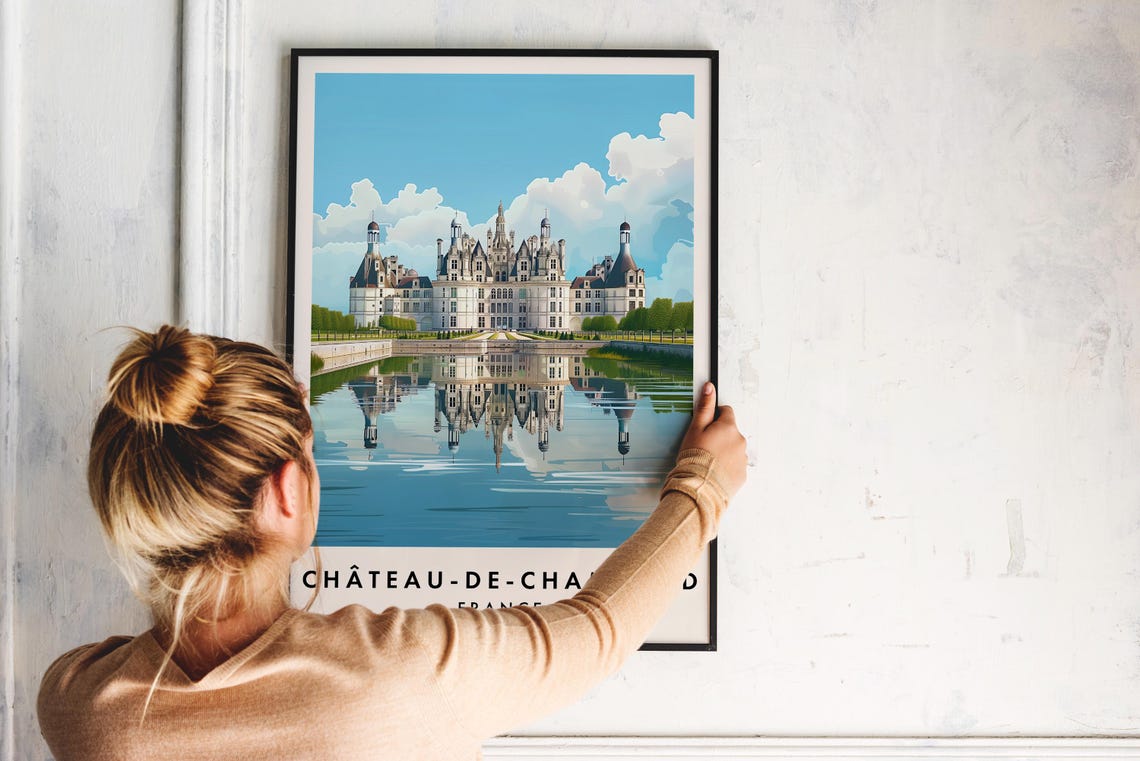 Château-de-Chambord Mirrored In Calm River Loire France Poster - Image 2