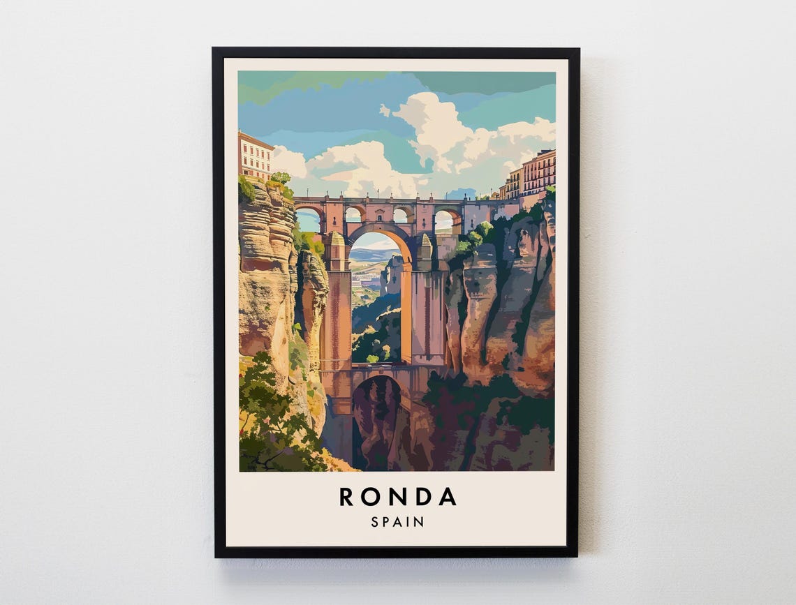 Ronda Travel Print Wall Art Ronda Ronda Poster Spain Travel Print Travel Lovers Home Decor Wall Art City Travel Poster Gifts Print