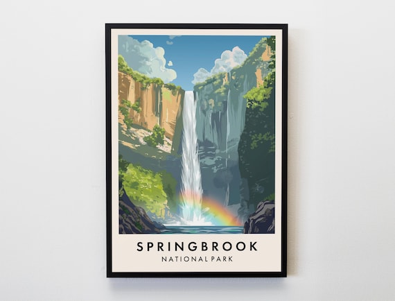 Springbrook National Park Waterfall Rainbow Gorge Nature Art Poster