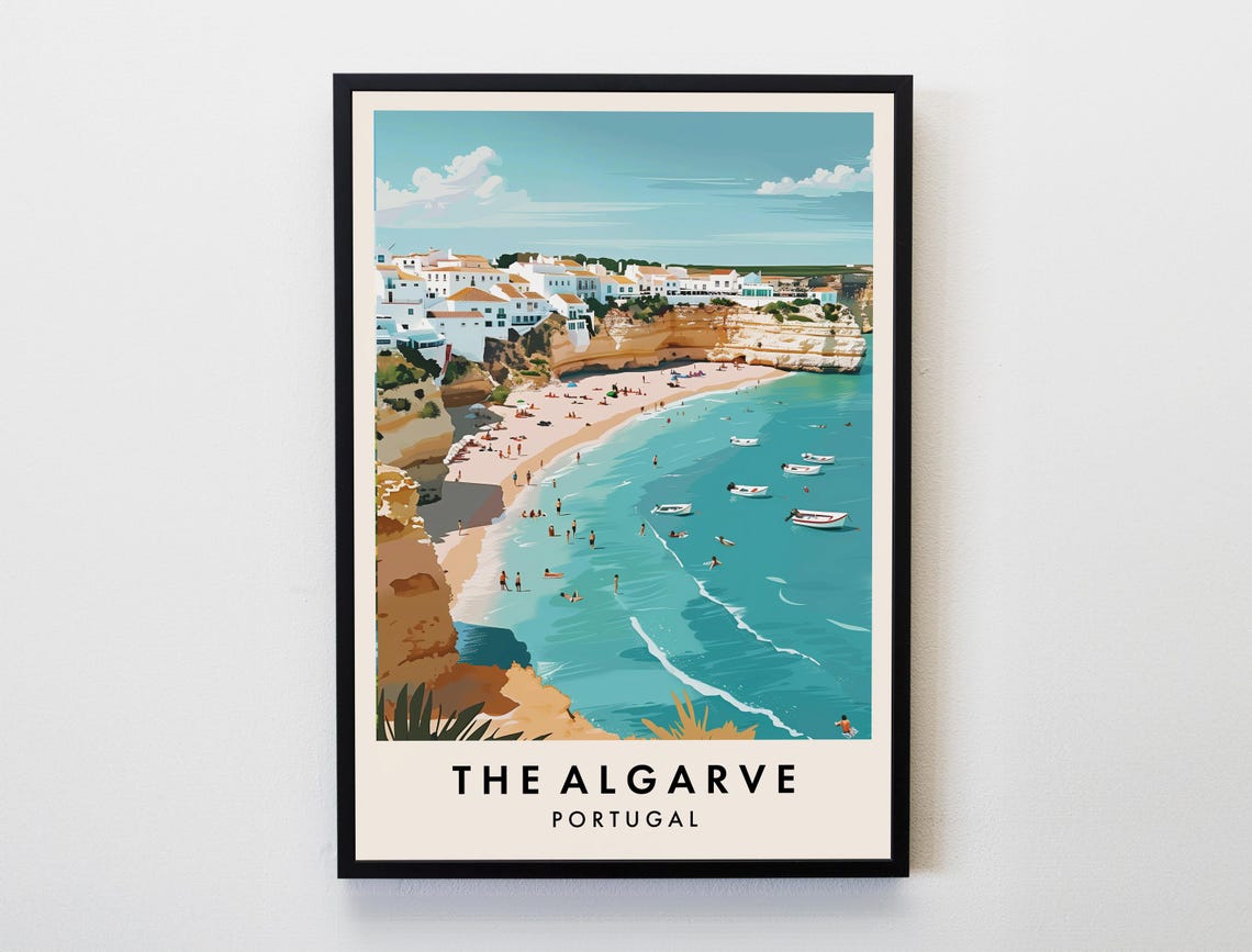 The Algarve Travel Print Wall Art Algarve Poster Portugal Travel Print Travel Lovers Home Decor Wall Art City Travel Poster Gifts