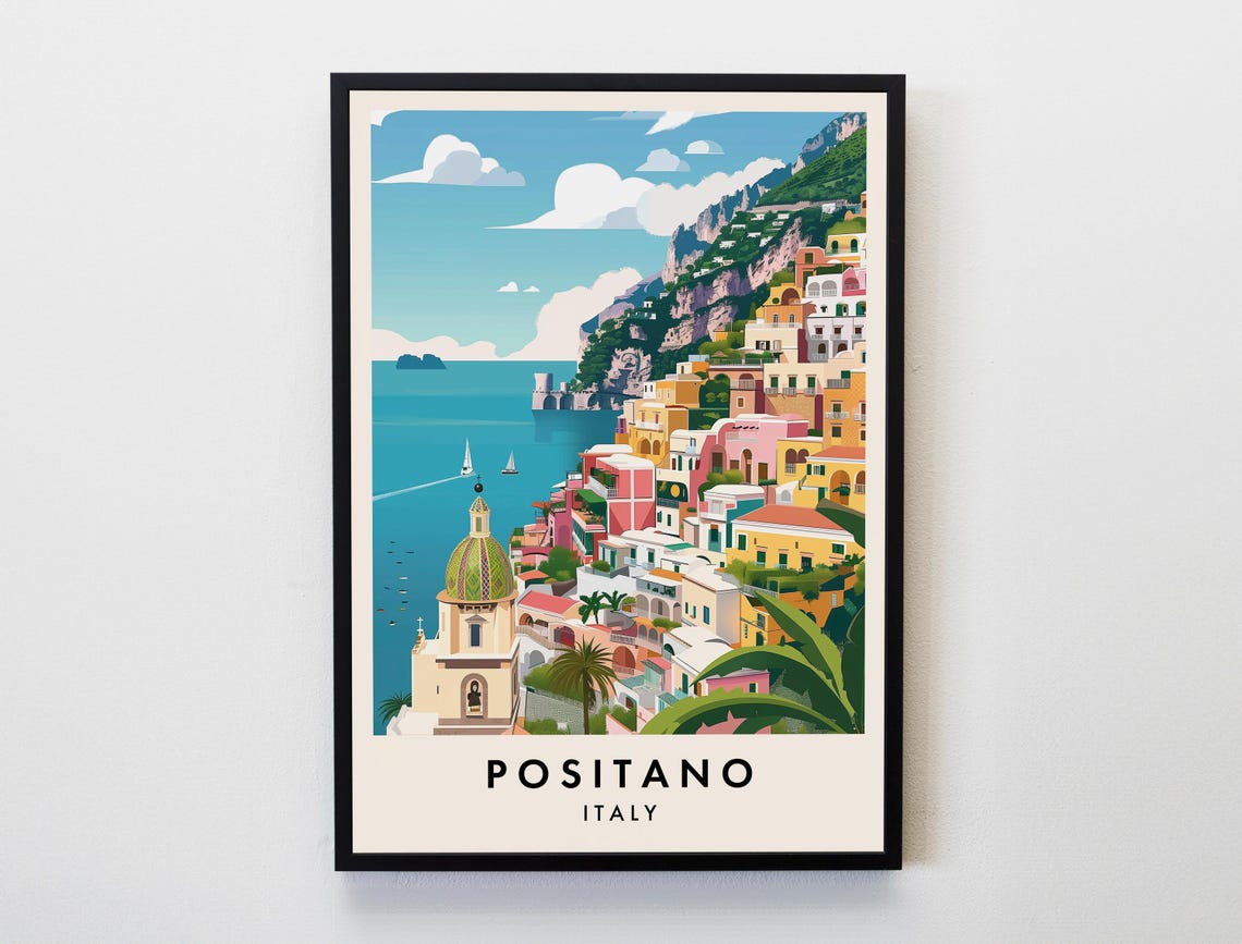 Positano Travel Print Wall Art Positano Positano Poster Italy Travel Print Travel Lovers Home Decor Wall Art City Travel Poster Gifts