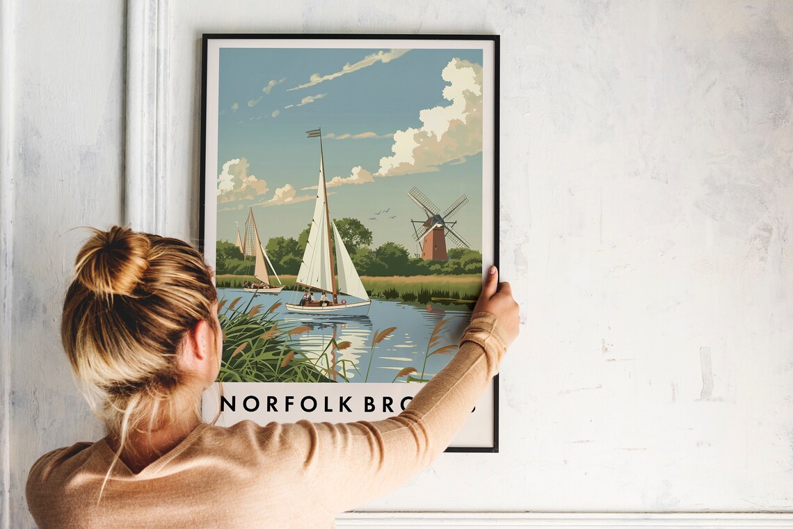 Norfolk Broads Travel Poster, Place-Name Wall Art - Image 2