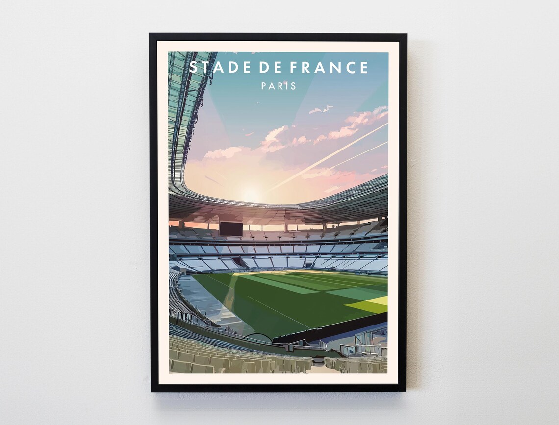 Stade de France Paris Stadium Football Soccer Sunset Art Poster