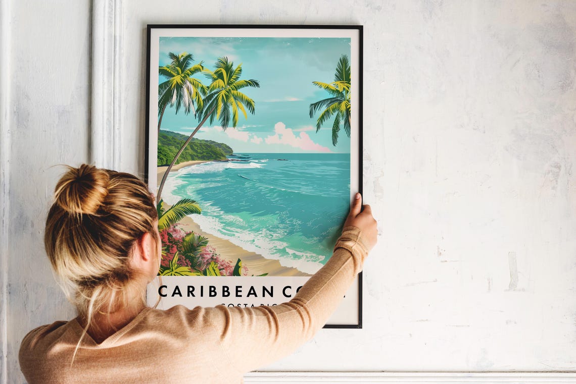Caribbean Coast Travel Print Wall Art Caribbean Coast Costa Rica Costa Rica Art Central America Travel Print Travel Lovers Gift Art - Image 2