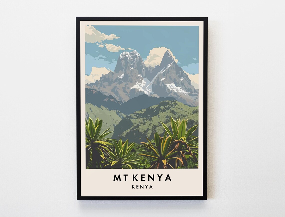 Mt Kenya Travel Poster, Africa Landscape