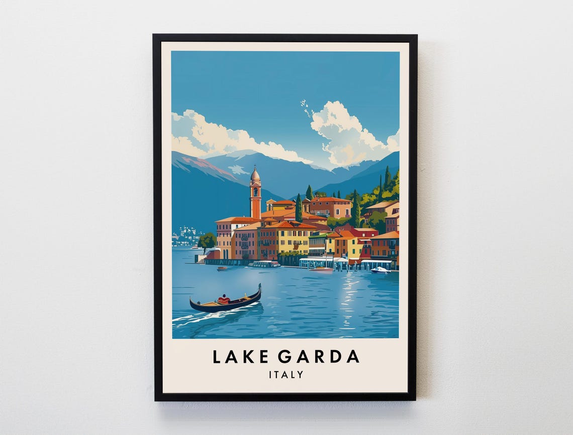 Lake Garda Travel Print Wall Art Lake Garda Lake Garda Poster Italy Travel Print Travel Lovers Home Decor Wall Art City Travel Poster