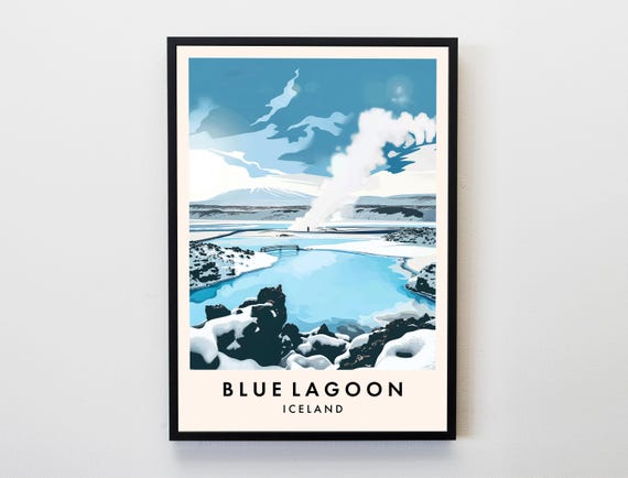 Blue Lagoon Iceland Travel Poster, Europe Wall Decor