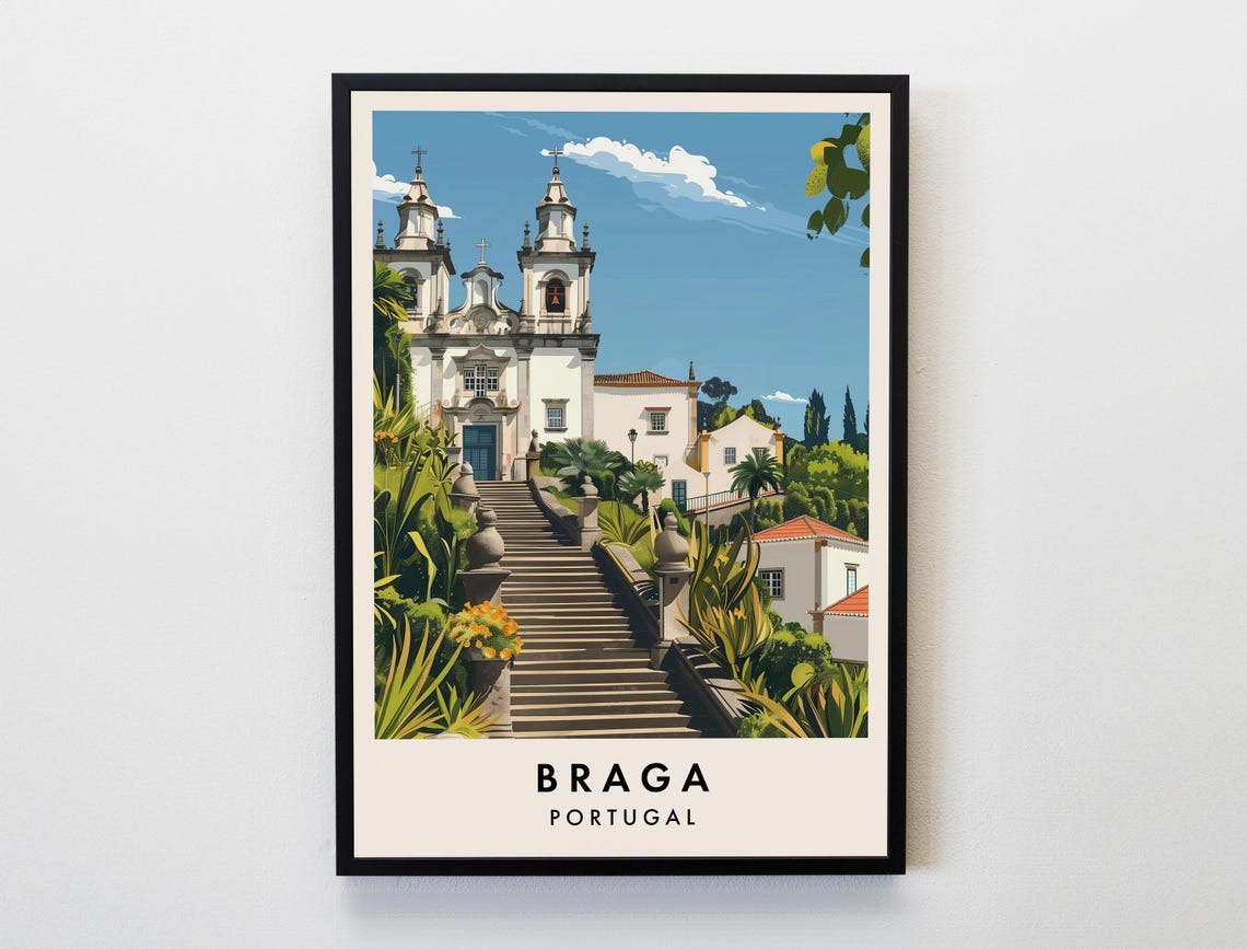 Braga Bom Jesus Sanctuary With Grand Staircase Portugal Poster
