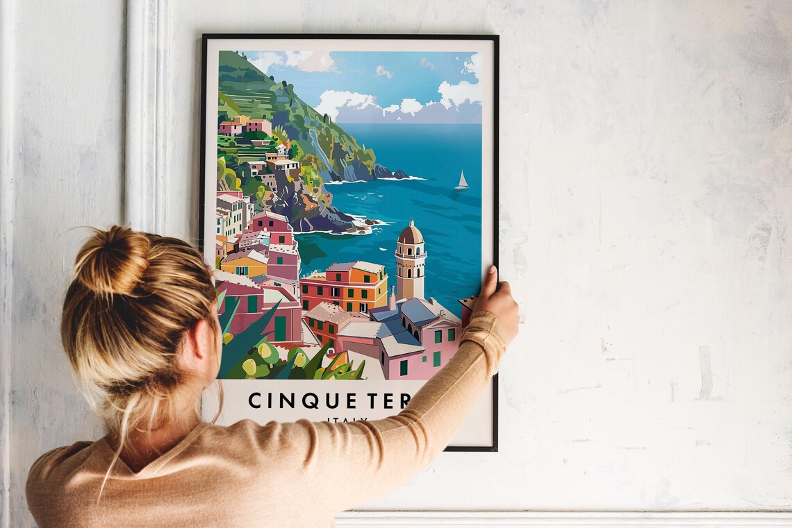 Cinque Terre Colorful Cliffside Village Over Sea Italy Poster - Image 2