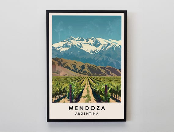 Mendoza Argentina Travel Poster, South America