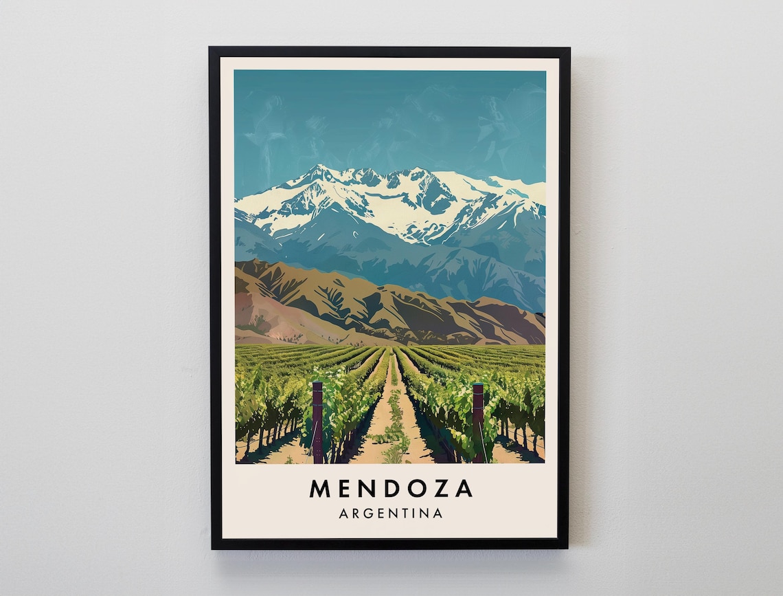 Mendoza Argentina Travel Poster, South America