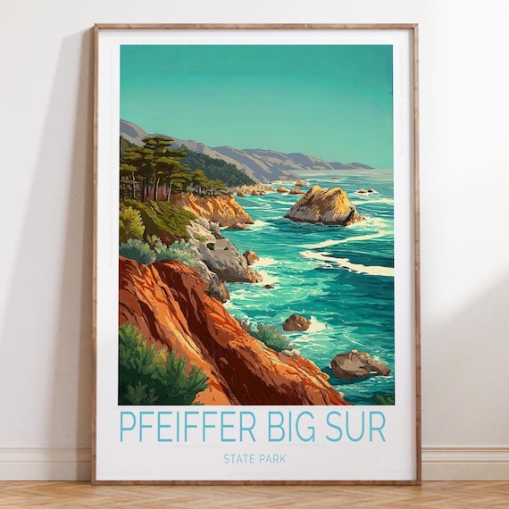 Pfeiffer Big Sur State Park Orange Cliffs Ocean Coast Travel Poster