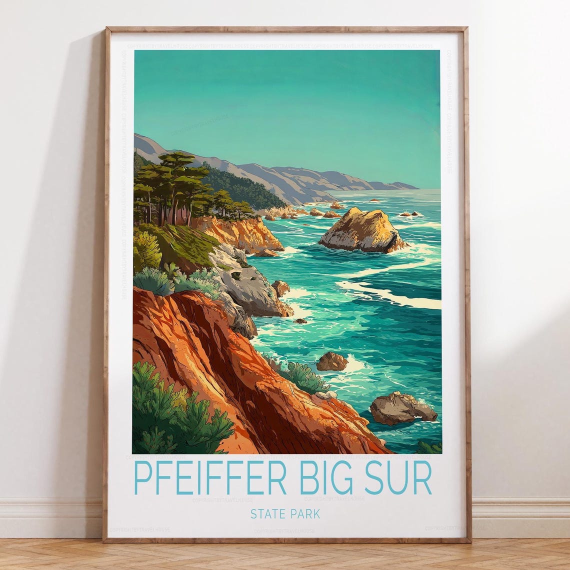 Pfeiffer Big Sur State Park Orange Cliffs Ocean Coast Travel Poster