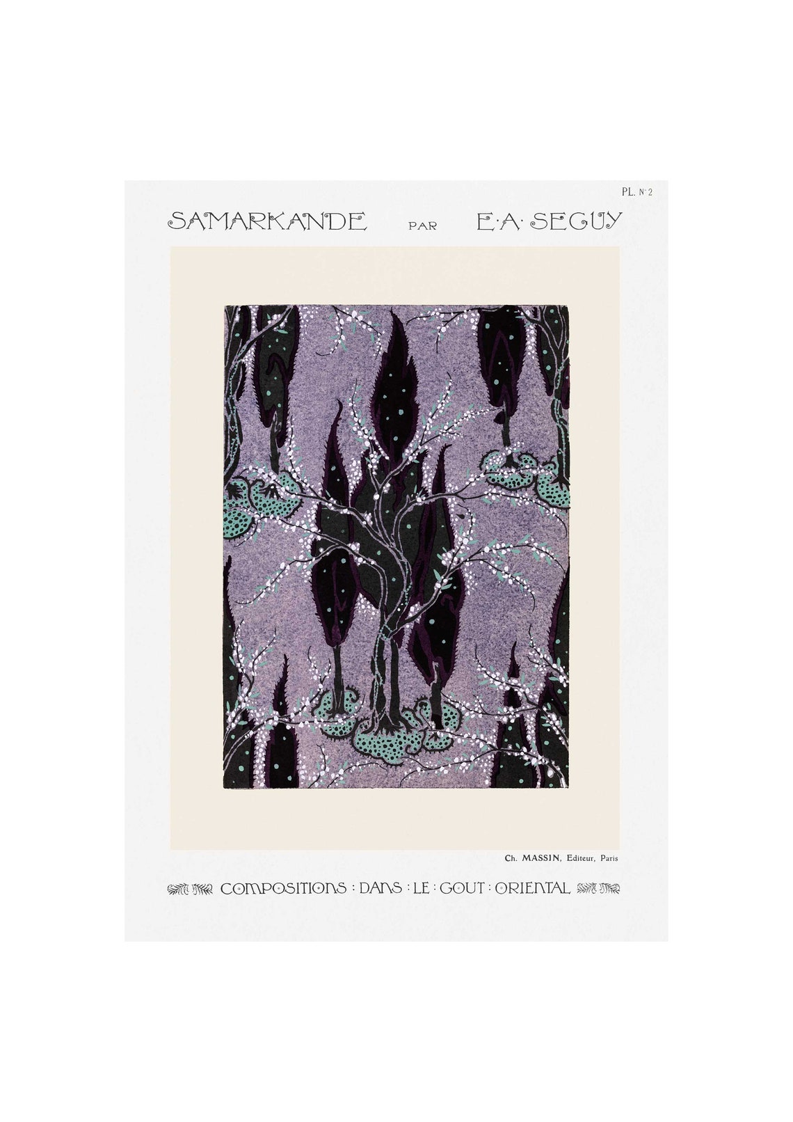 E A Seguy Samarkande Plate 2 Purple Night Forest Pattern Poster