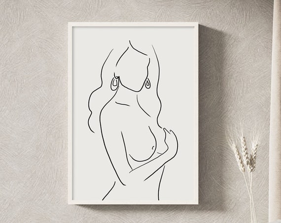 Nude Art Print Woman Nude Wall Art Line Art Print Woman Line Art Art Minimal Art Woman Naked Wall Art Poster