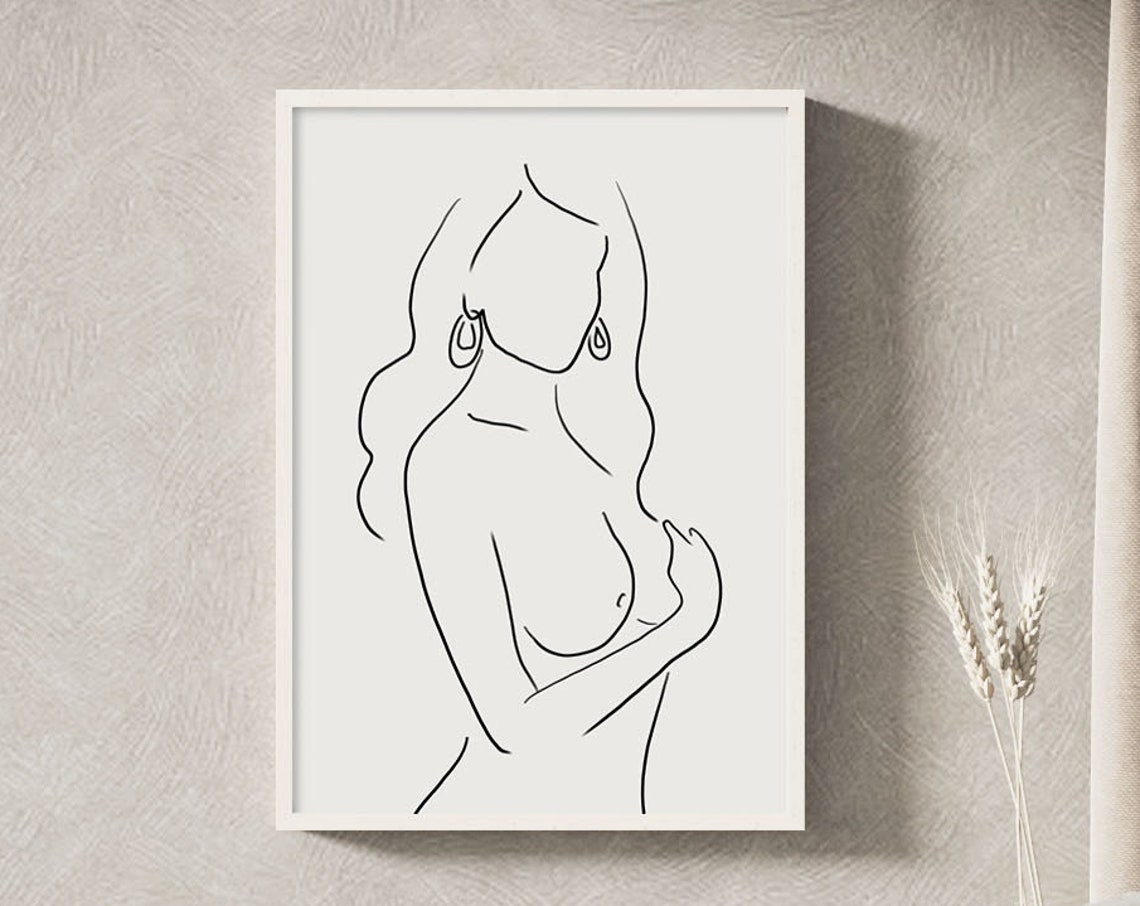 Nude Art Print Woman Nude Wall Art Line Art Print Woman Line Art Art Minimal Art Woman Naked Wall Art Poster