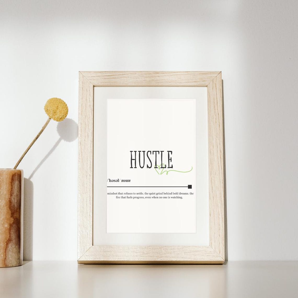 Hustle Wall Art Minimalist Office Decor Modern Motivational Quote Entrepreneur Gift For Home Or Cubicle - Image 2