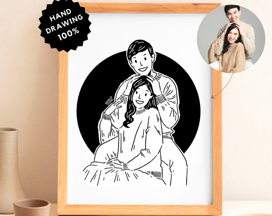 Custom Minimalist Couple Portrait One Line Drawing Family Illustration Custom Minimalist Drawing Custom Line Drawing Personalized Gift