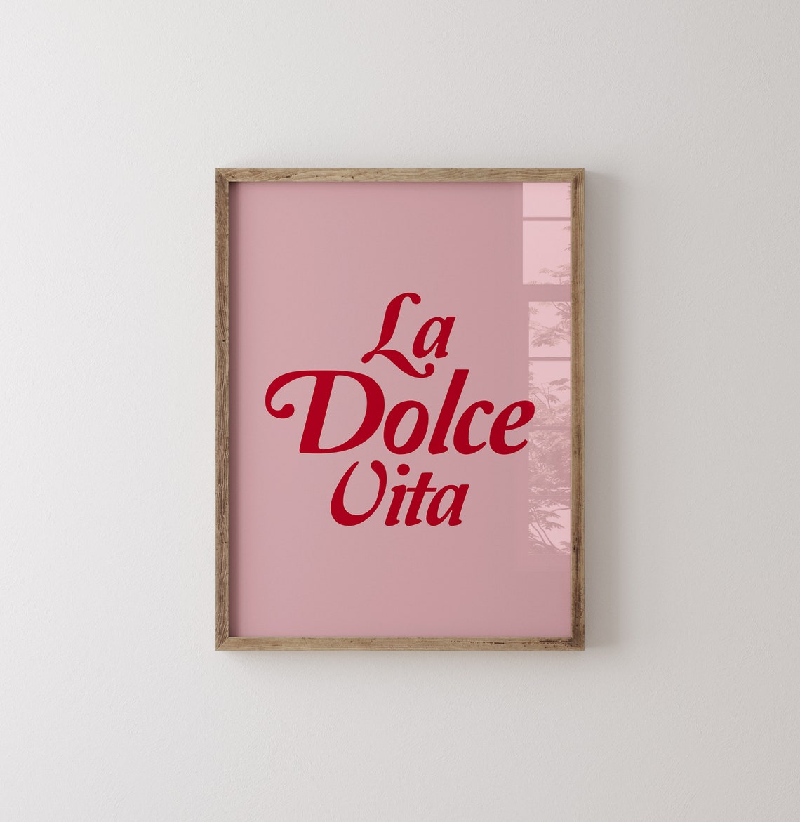 La Dolce Vita Bold Red Retro Script On Soft Pink Quote Poster - Image 2