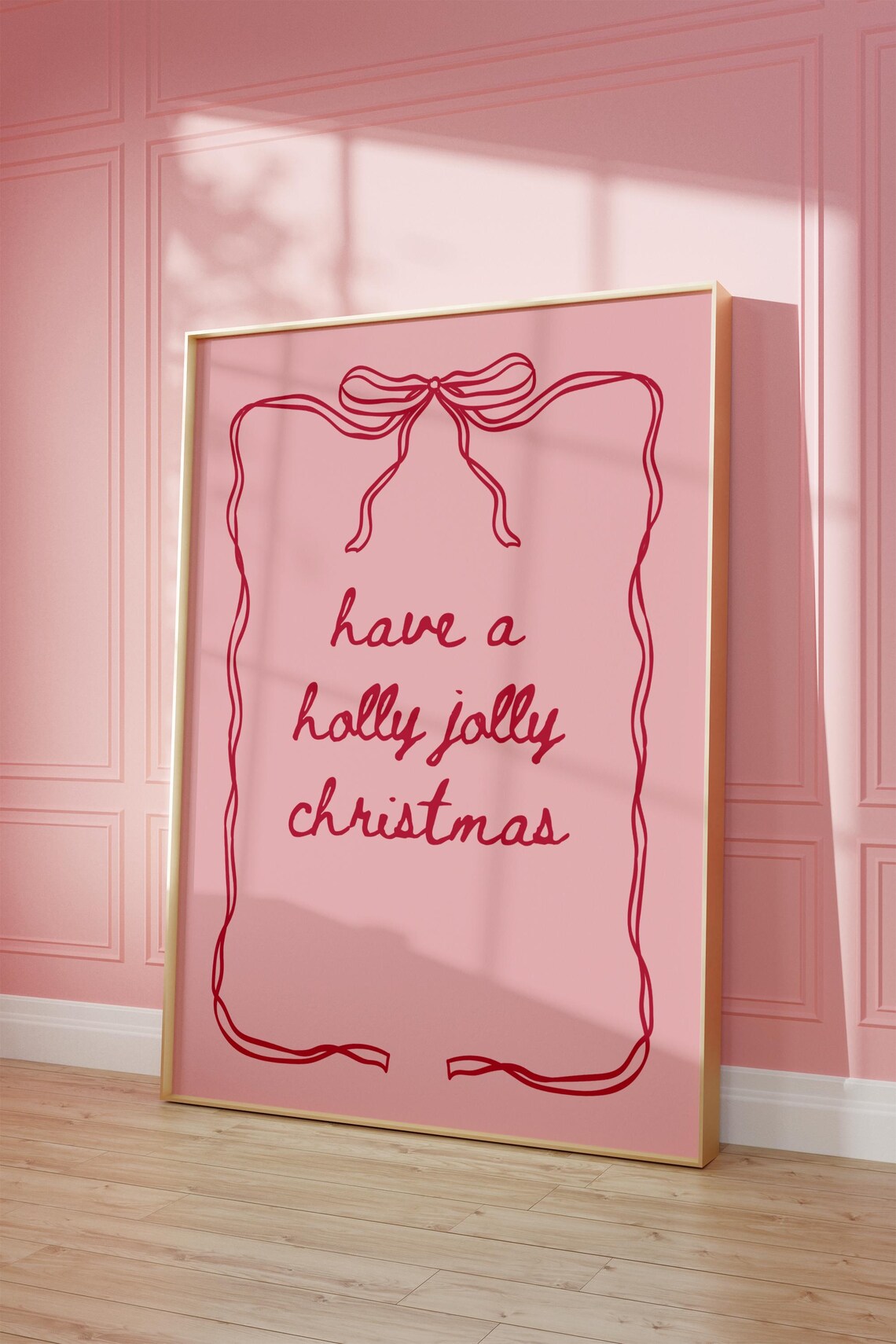 Holly Jolly Christmas Coquette Bow Poster Print - Image 4