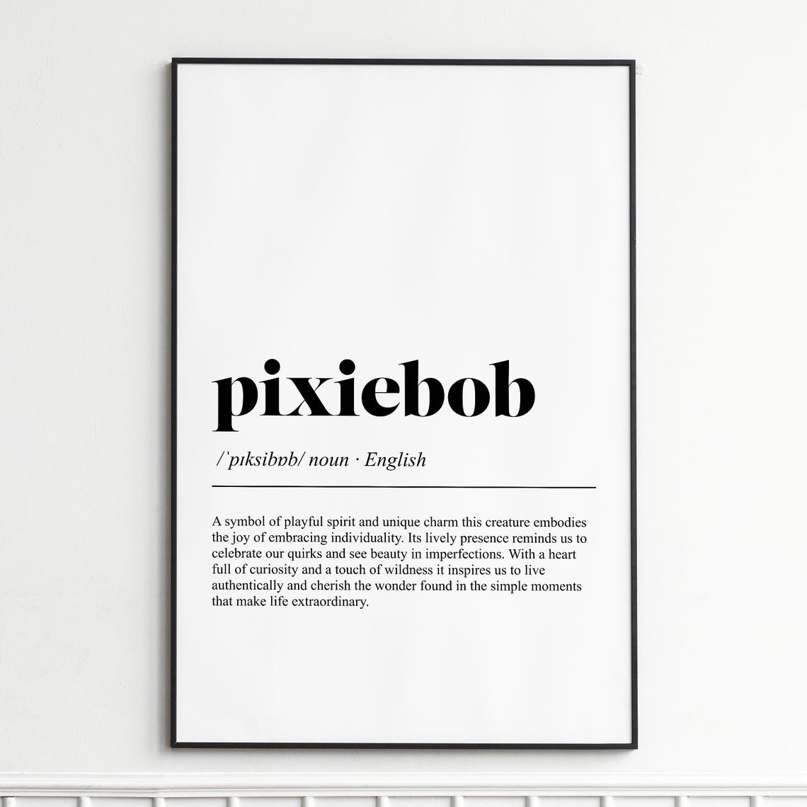 Pixiebob Cat Breed Definition Playful Minimalist Typography Poster