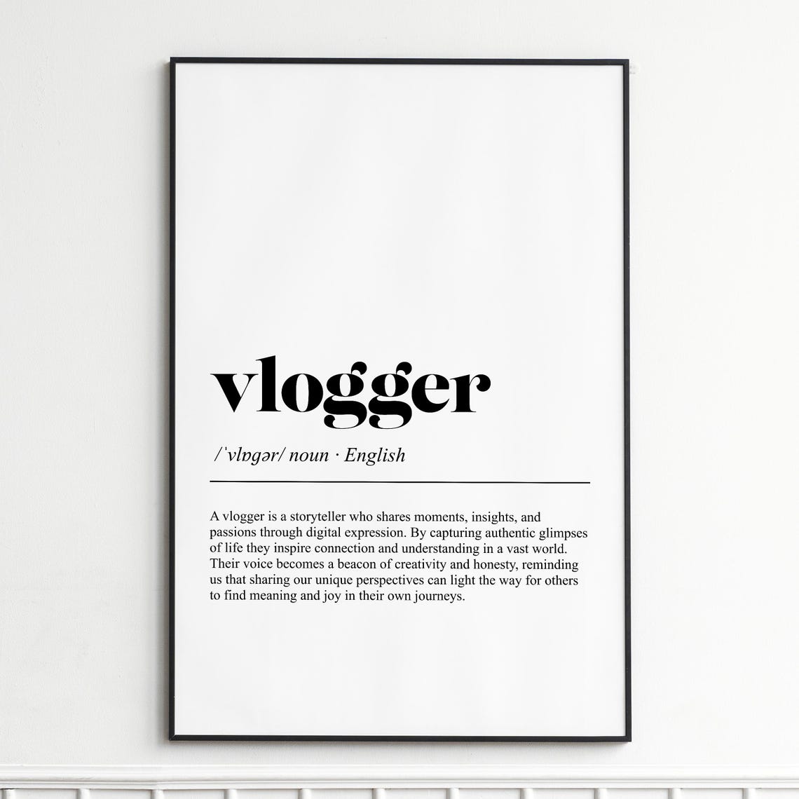 Vlogger Storyteller Definition Dictionary Typography Poster Art