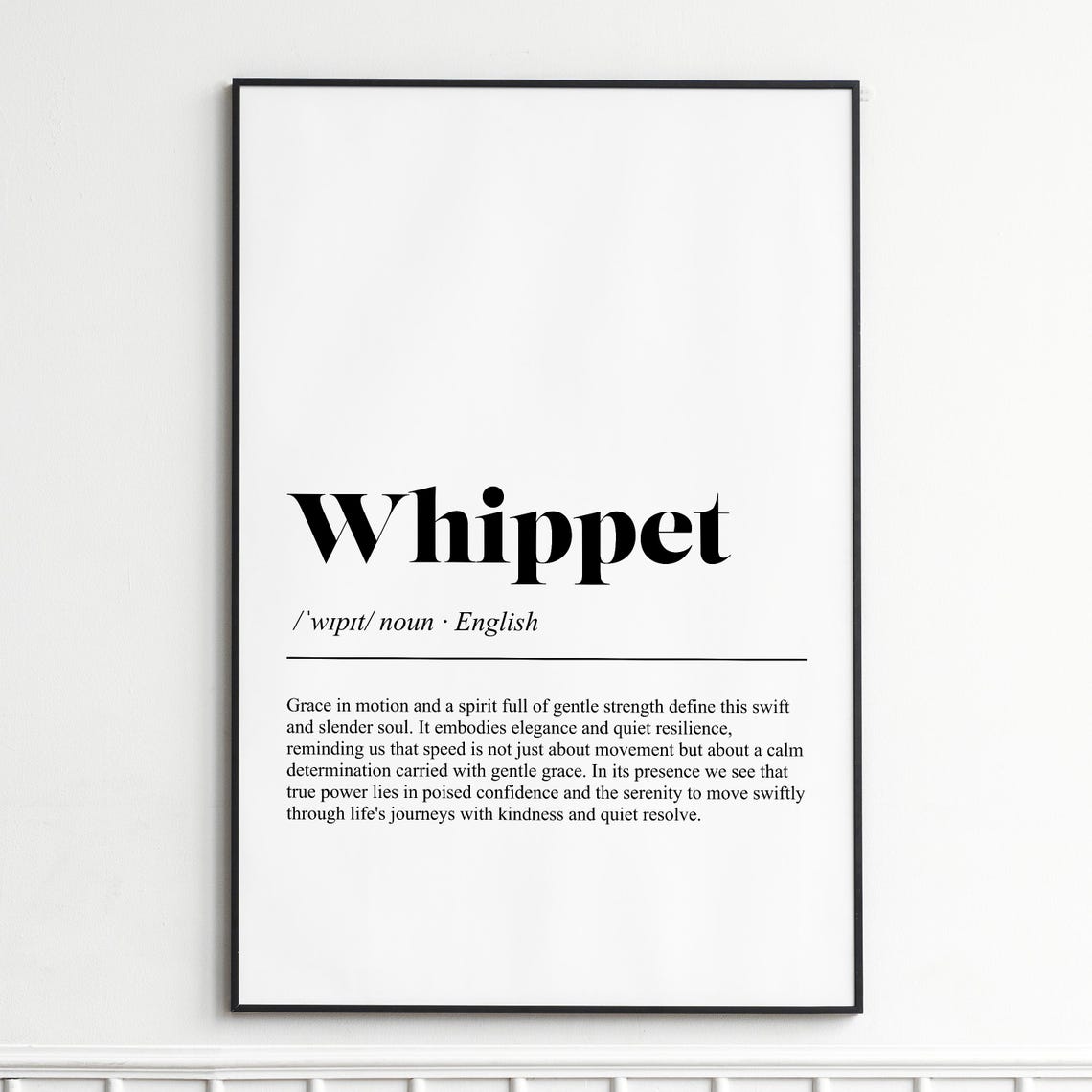Whippet Definition Poster Modern Dictionary Style Typography Art