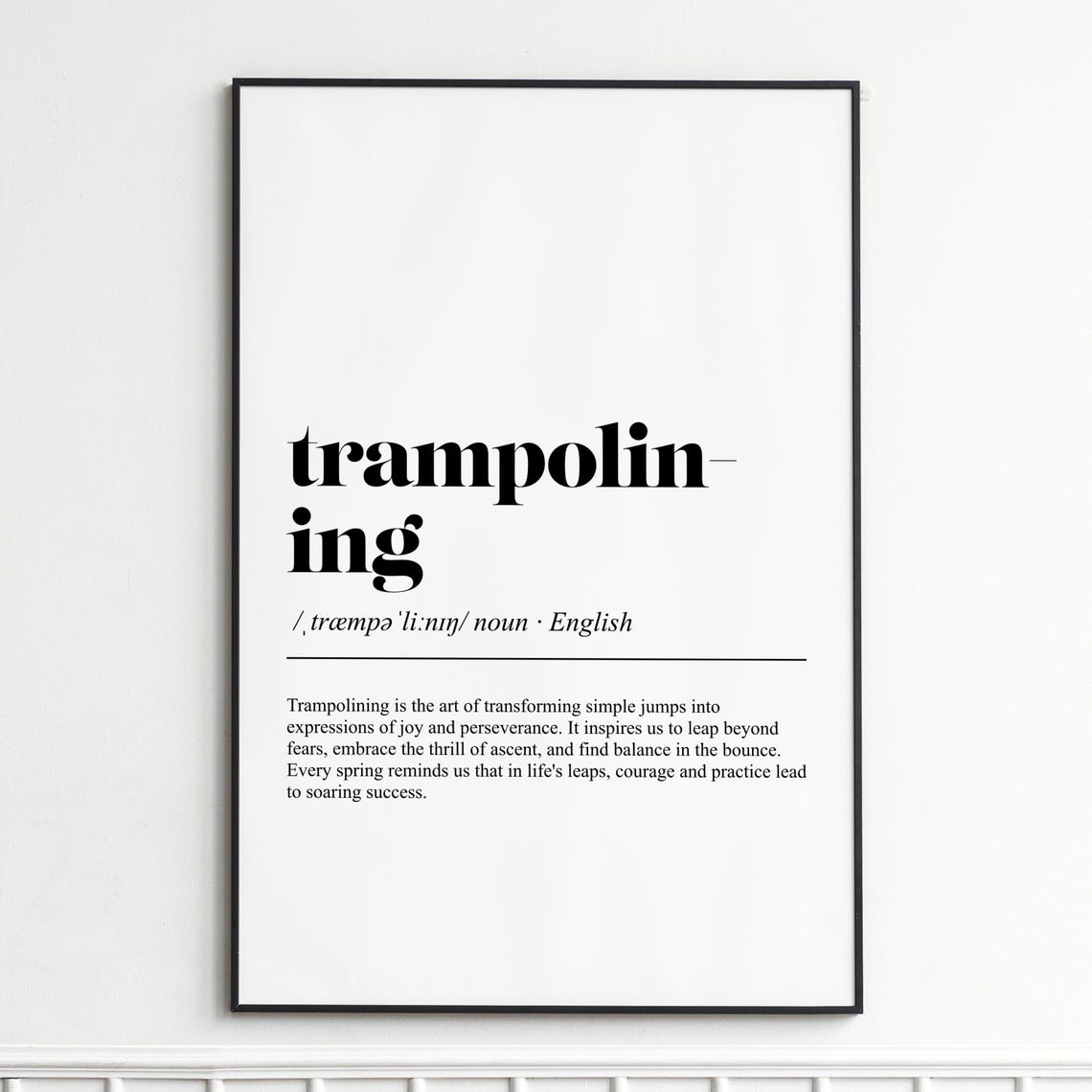 Trampolining Word Definition Dictionary Style Sport Art Poster
