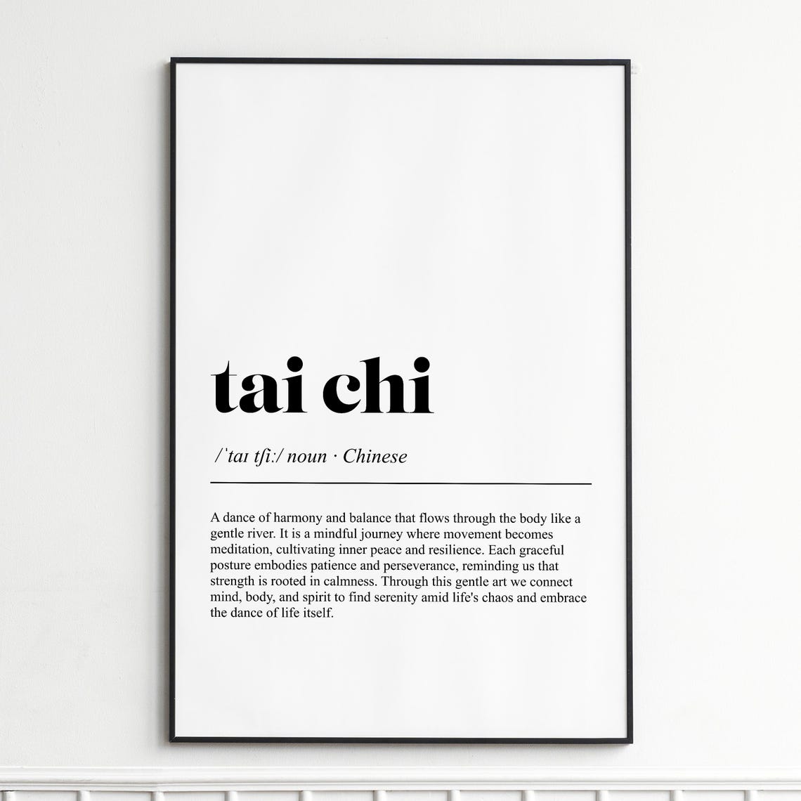 Tai Chi Definition Mindful Martial Art Typography Dictionary Poster