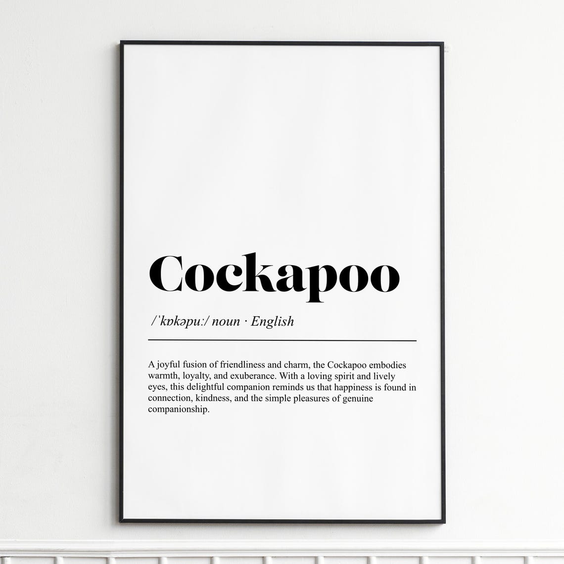 Cockapoo Dog Breed Dictionary Definition Typography Black Serif Poster