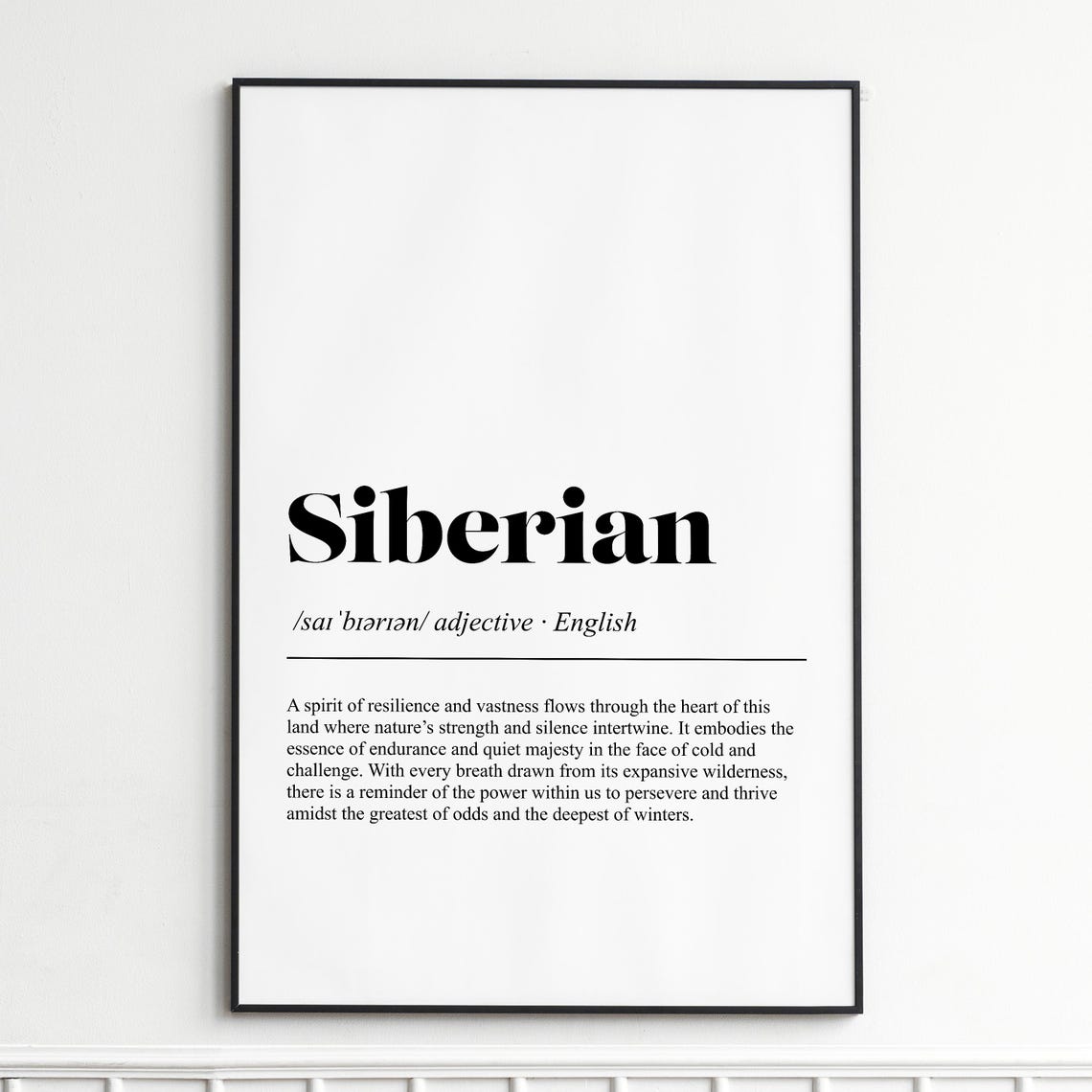 Siberian Definition Poster Dictionary Typography Minimalist Wall Decor