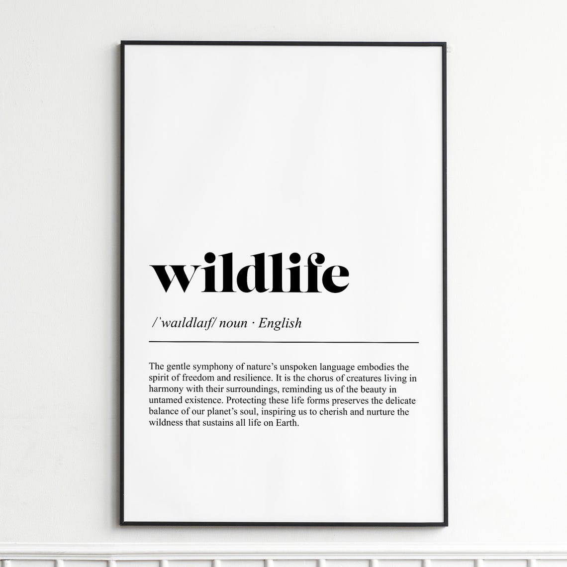 Wildlife Definition Nature Inspired Typography Dictionary Poster