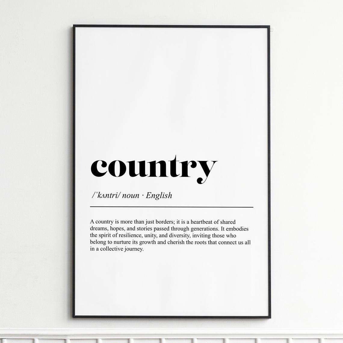 Country Shared Dreams Definition Typography Dictionary Poster