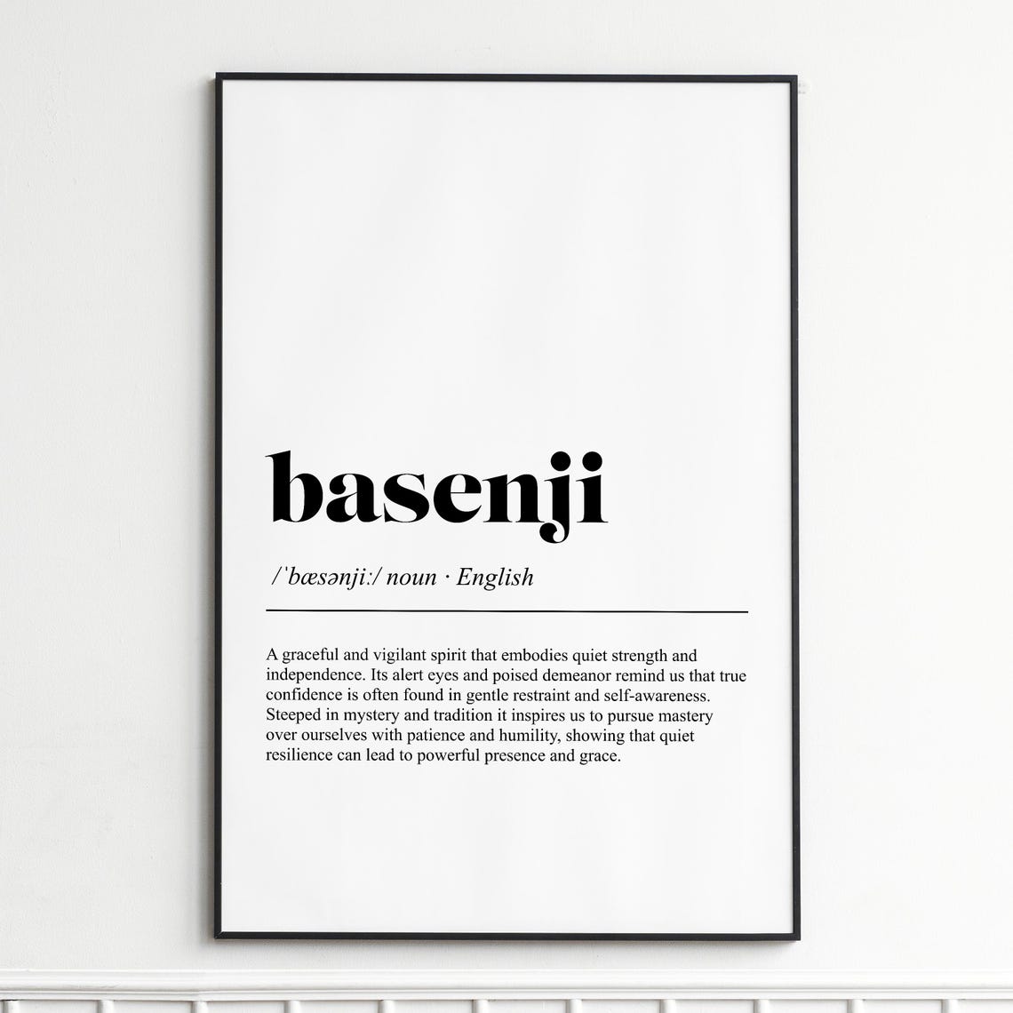 Basenji Quiet Strength Grace Dictionary Definition Typography Poster
