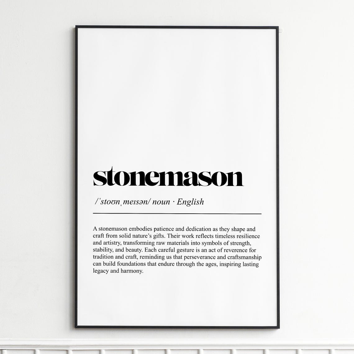 Stonemason Definition Classic Craft Typography Dictionary Poster