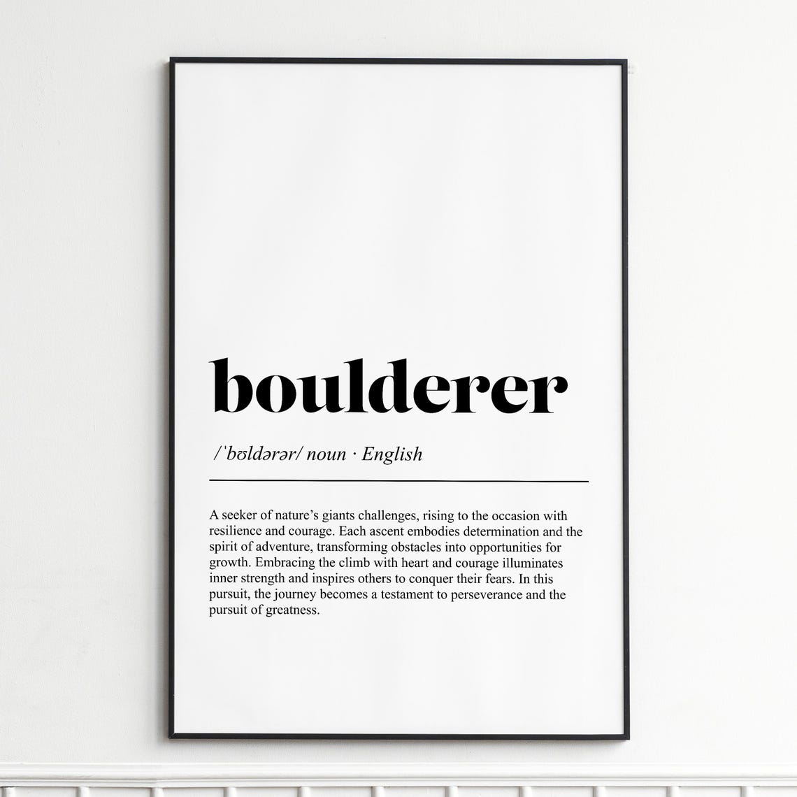 Boulderer Climbing Definition Dictionary Typography Adventure Poster