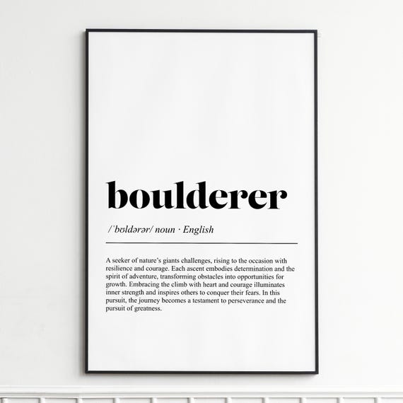 Boulderer Definition Print Inspirational Dictionary Wall Art Modern Typography Poster Home Decor